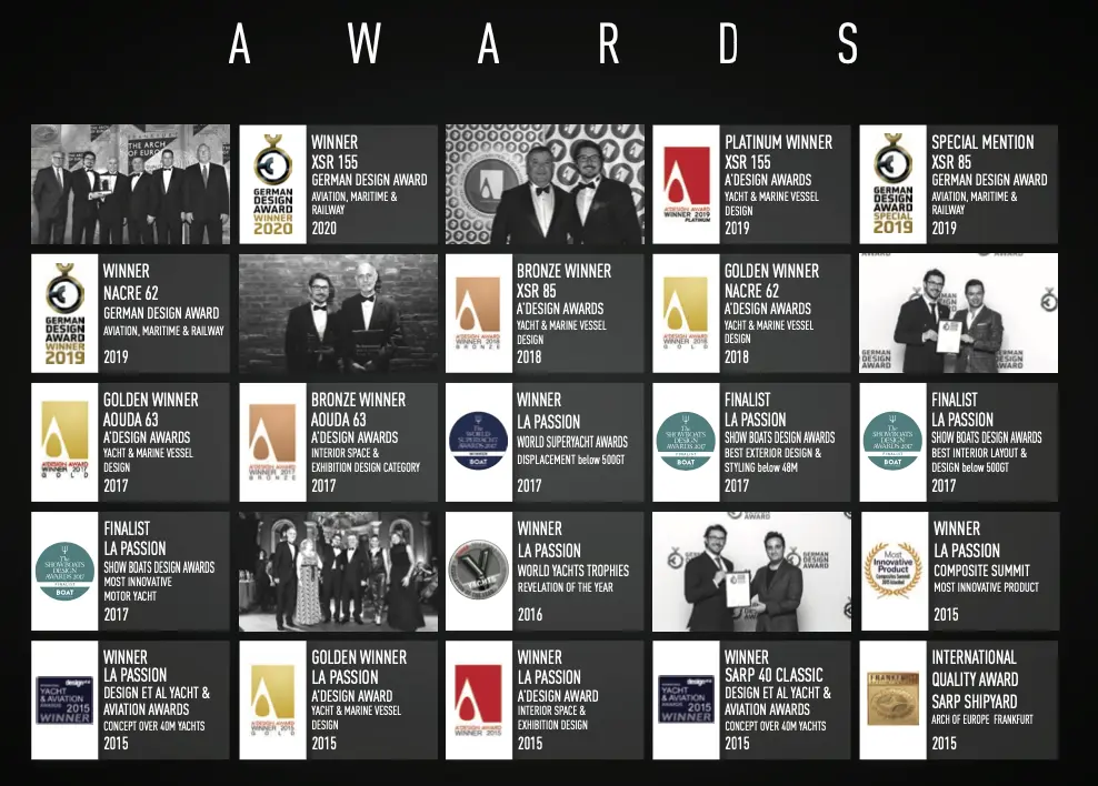 Selected international yacht and design awards