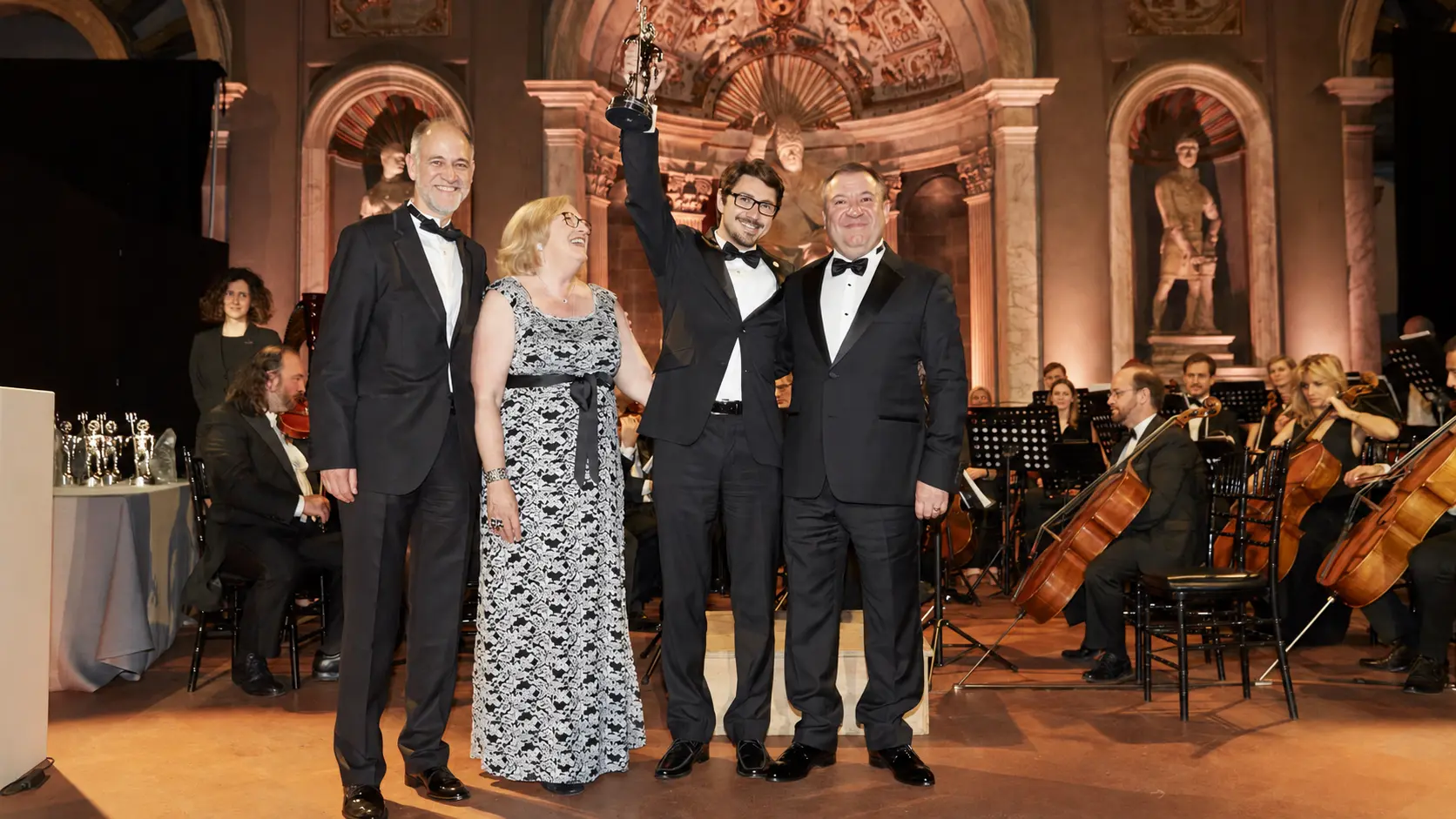 MES Marine project team receiving a Boat International World Superyacht Award