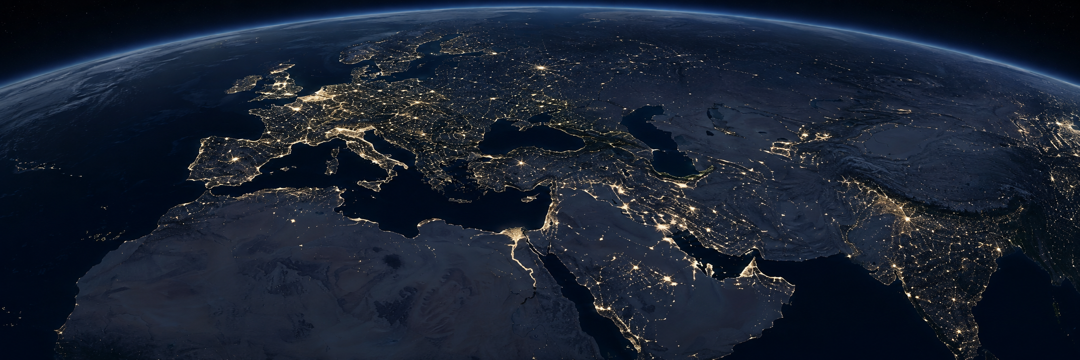 Night world map showing Antalya Free Zone and Dubai locations